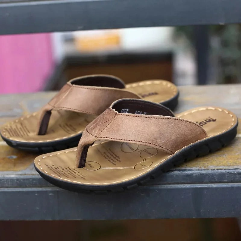 Kevin - Leren Teenslippers voor Heren Zomerschoenen