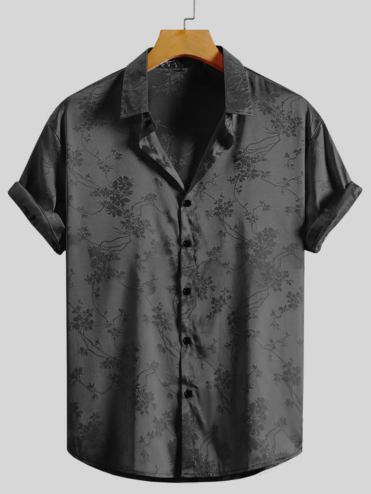 Lucian - Satijnen Shirt met Korte Mouw voor Heren Zomerkleding