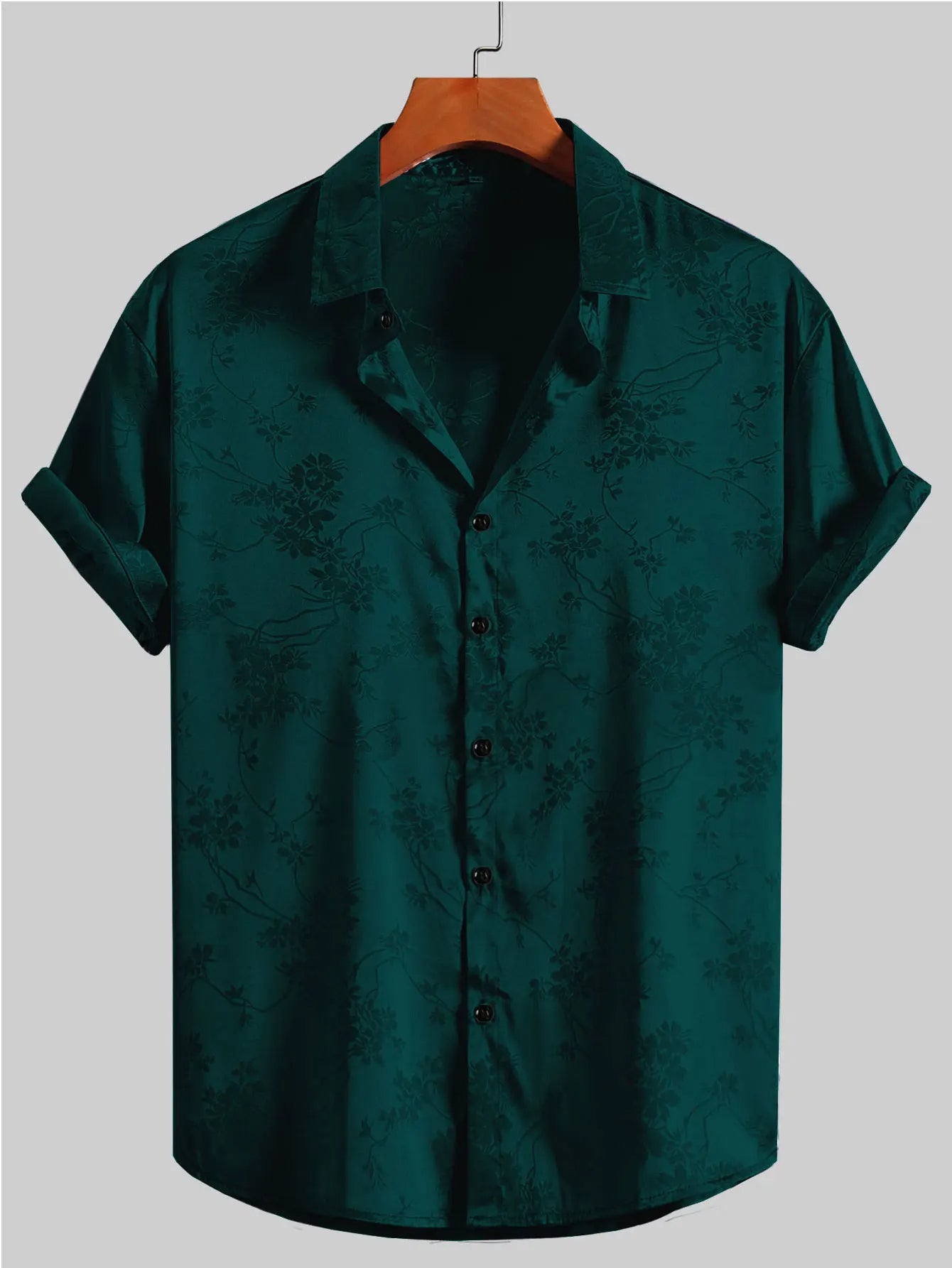 Lucian - Satijnen Shirt met Korte Mouw voor Heren Zomerkleding