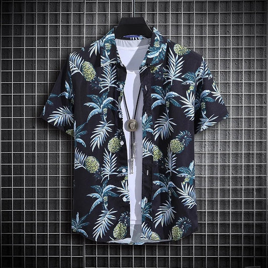 Ozzy - Ananas Hawaiian Shirt met Korte Mouwen voor Heren Zomer en Strand Kleding