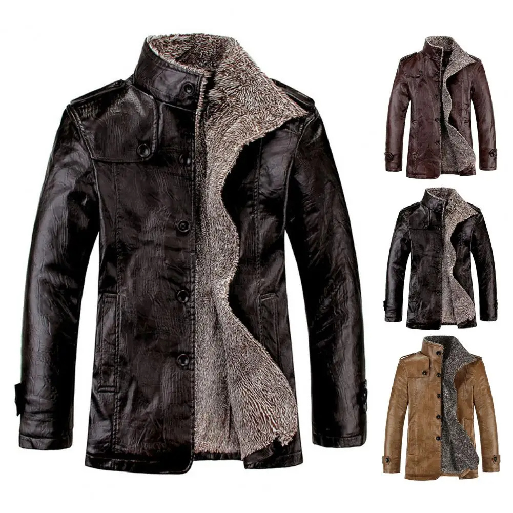 Flavel - Leren Jas met Fleece Voering voor Heren Winterkleding