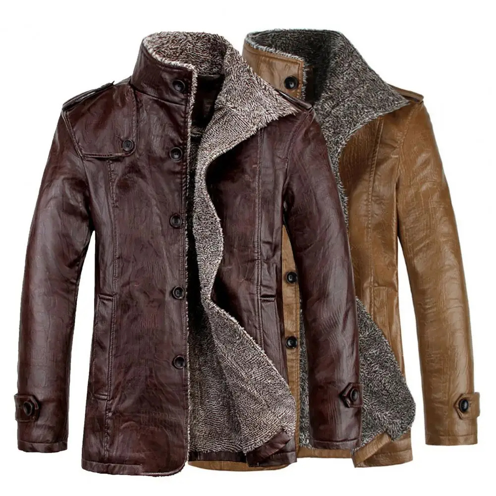 Flavel - Leren Jas met Fleece Voering voor Heren Winterkleding