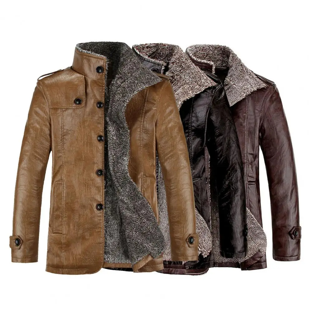 Flavel - Leren Jas met Fleece Voering voor Heren Winterkleding