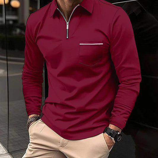 Briggs - Polo Shirt met Lange Mouwen en Half-Zip voor Heren Casual Kleding