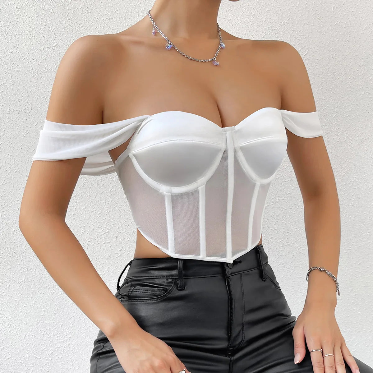 Brooke - Satijnen Corset Cropped Top voor Feestelijke Stijl