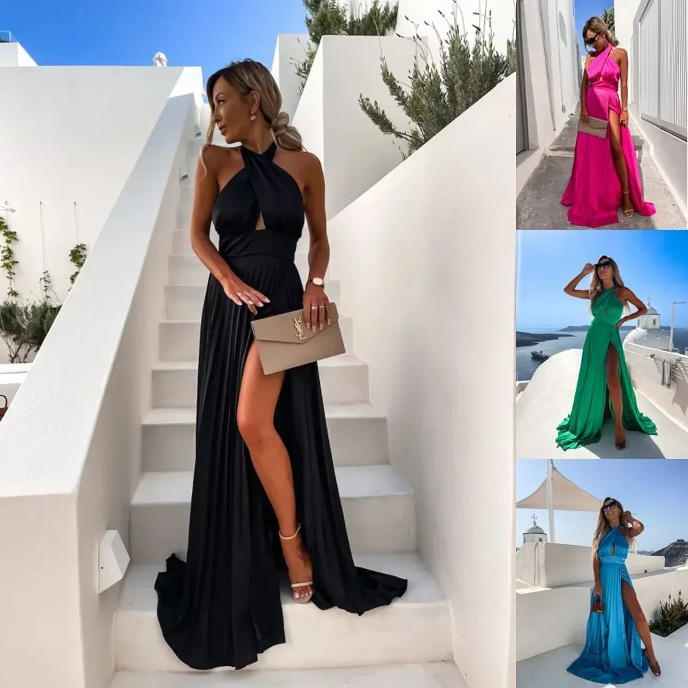 Annemarie - Elegante Halter Maxi Jurk voor Avond & Zomer