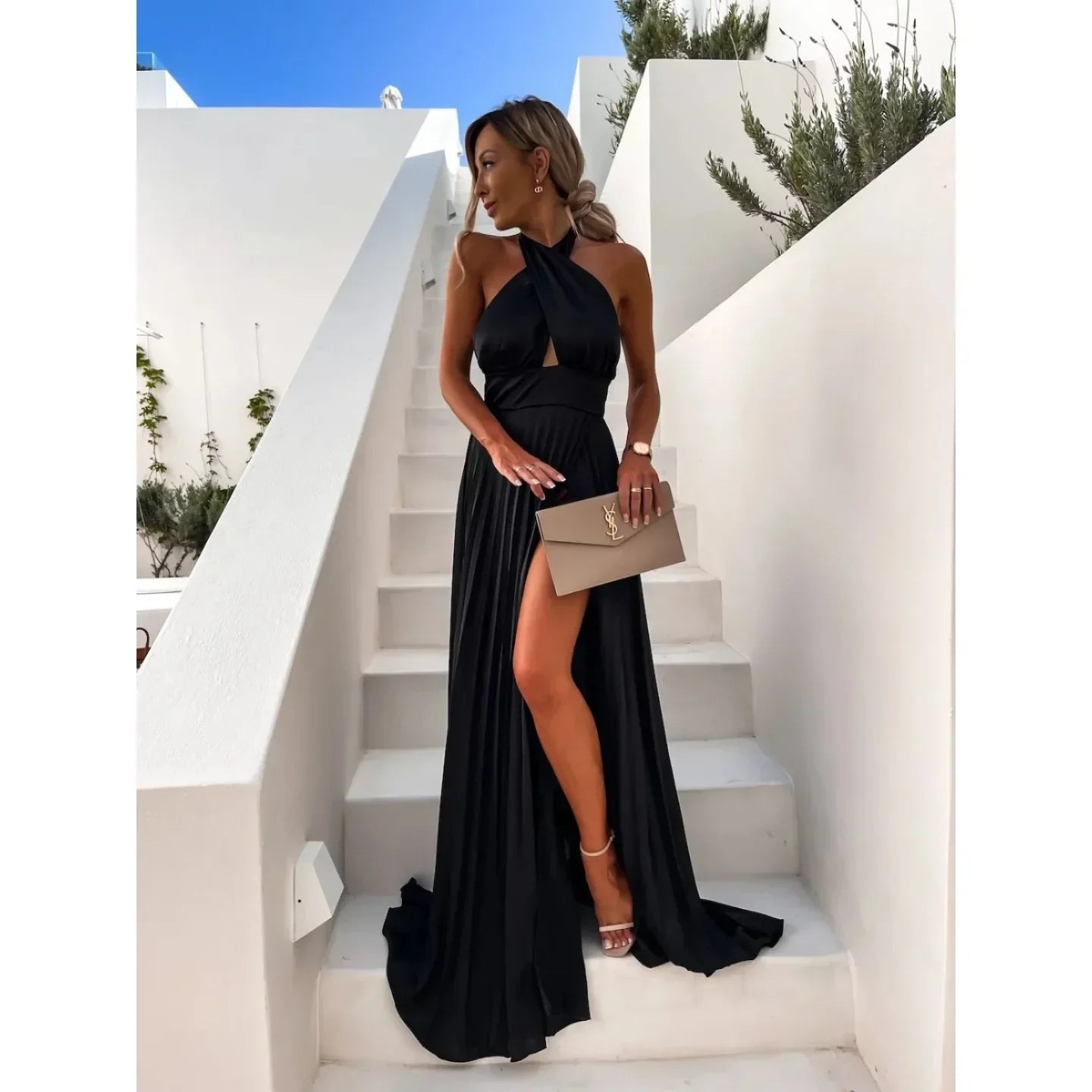 Annemarie - Elegante Halter Maxi Jurk voor Avond & Zomer