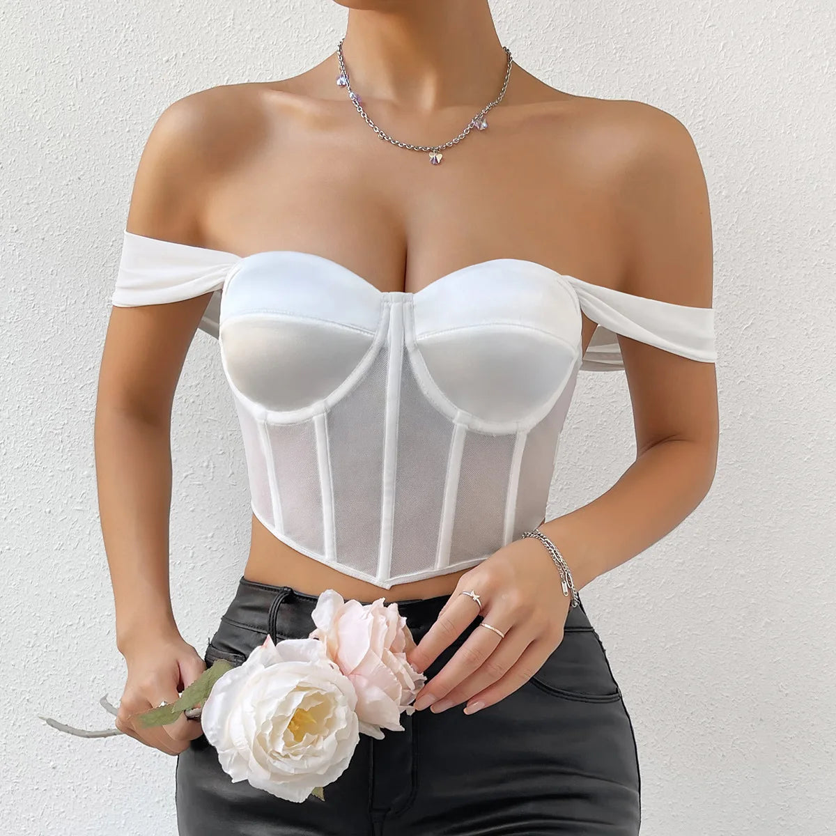 Brooke - Satijnen Corset Cropped Top voor Feestelijke Stijl