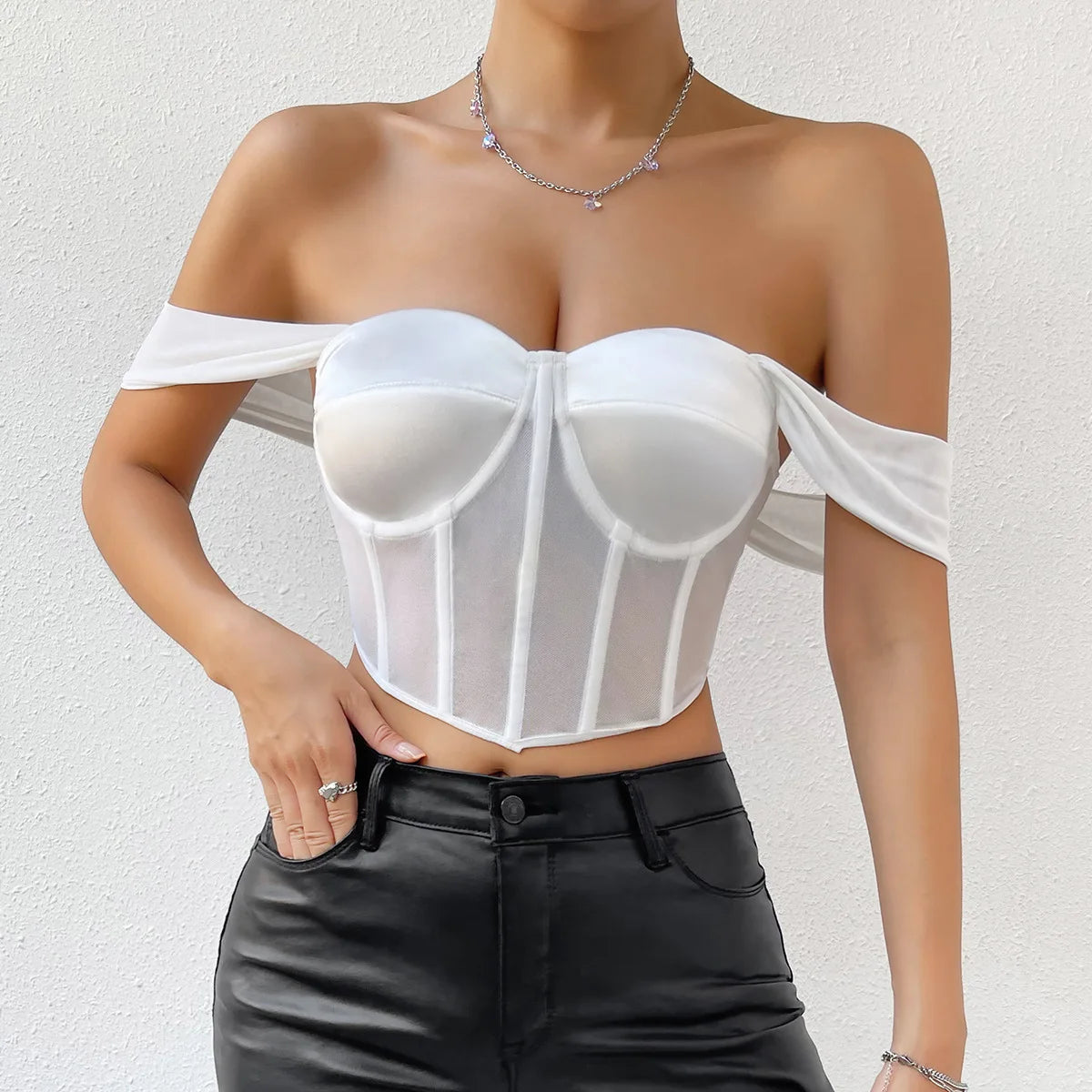 Brooke - Satijnen Corset Cropped Top voor Feestelijke Stijl