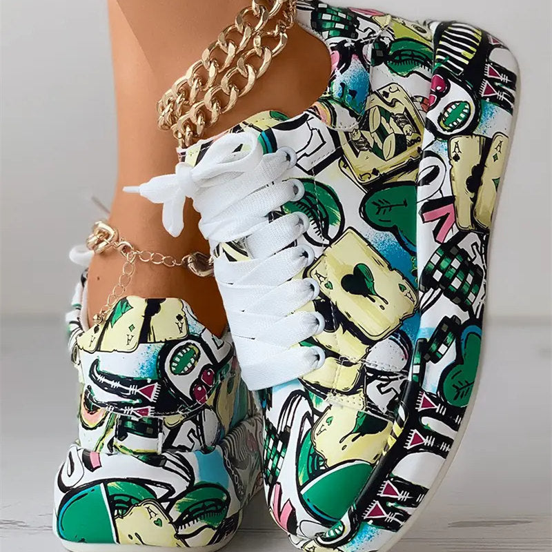 Stella - Sneaker Schoenen met Graffiti Ontwerp voor Dames