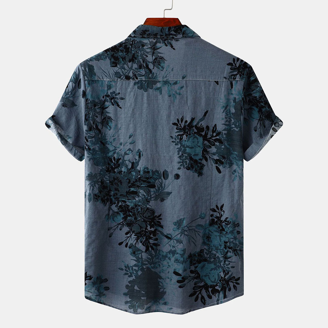 Elliot - Bedrukt Linnen Shirt met Korte Mouwen voor Heren Zomerkleding