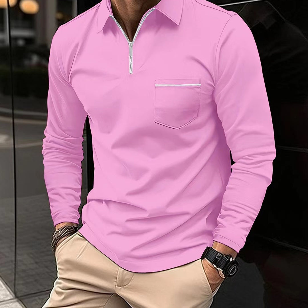 Briggs - Polo Shirt met Lange Mouwen en Half-Zip voor Heren Casual Kleding