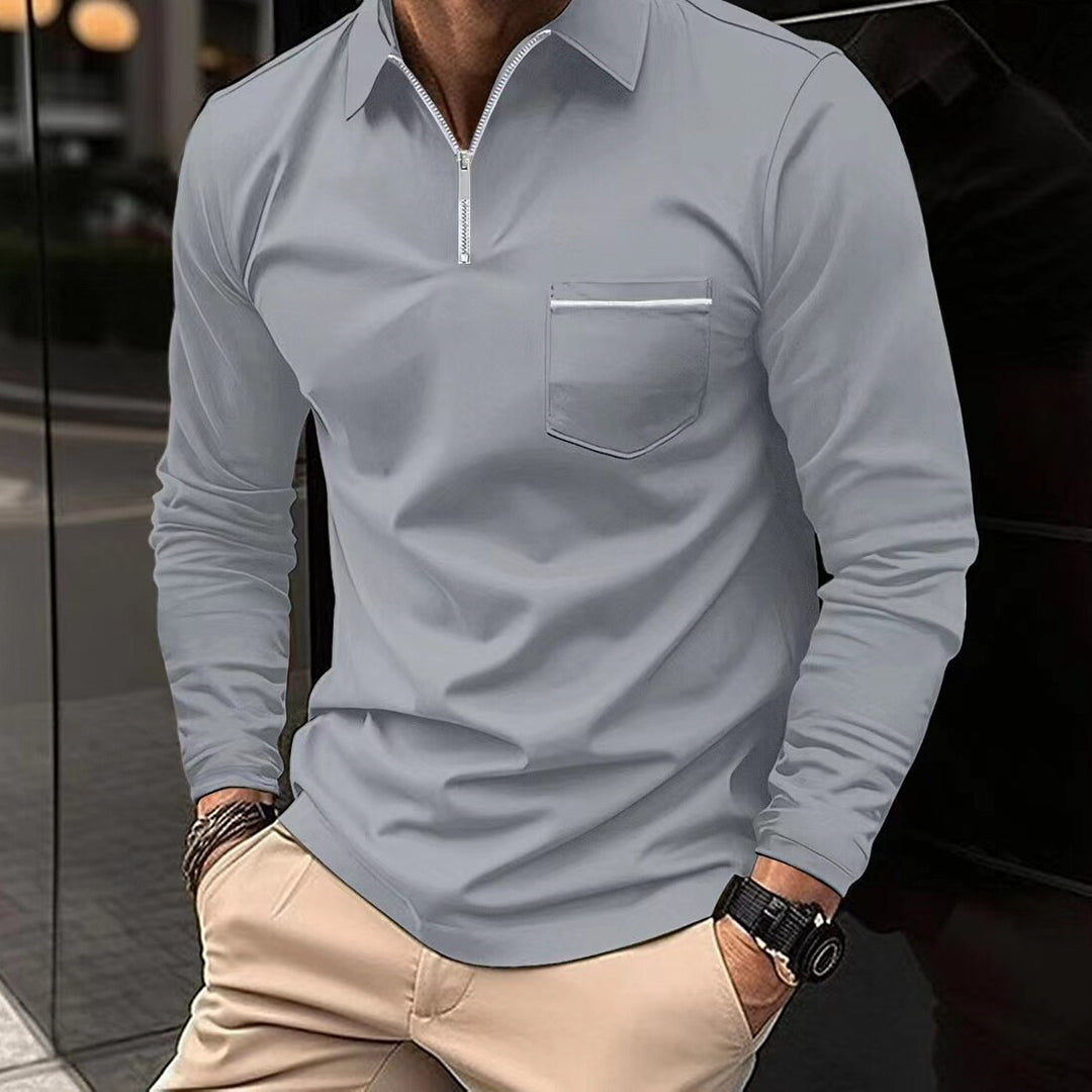 Briggs - Polo Shirt met Lange Mouwen en Half-Zip voor Heren Casual Kleding