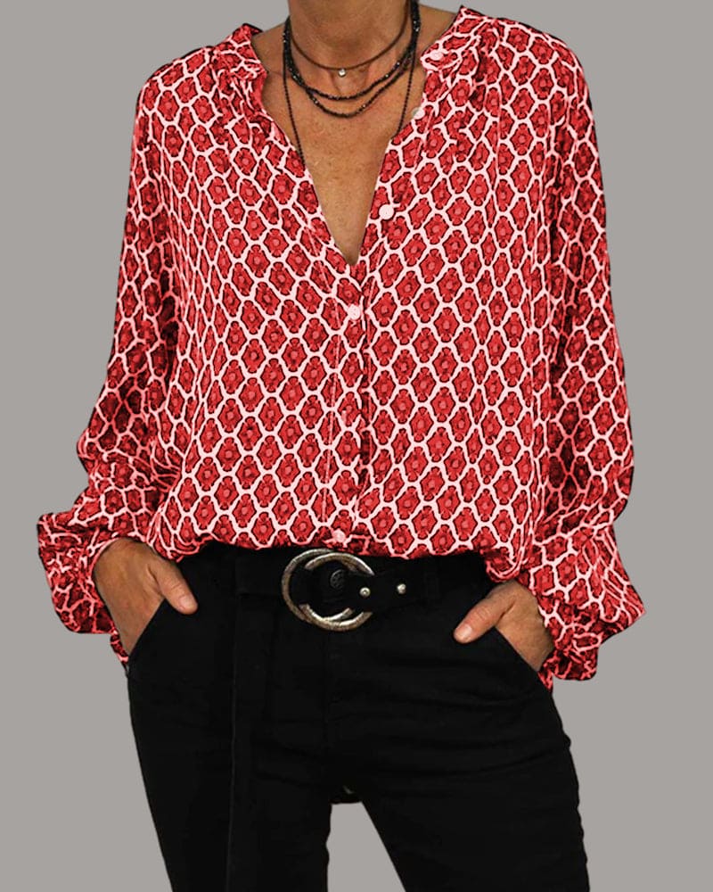 Abella - Dames Blouse met V-hals voor Alle Seizoenen Casual Kleding