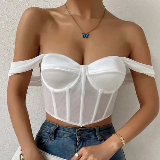 Brooke - Satijnen Corset Cropped Top voor Feestelijke Stijl