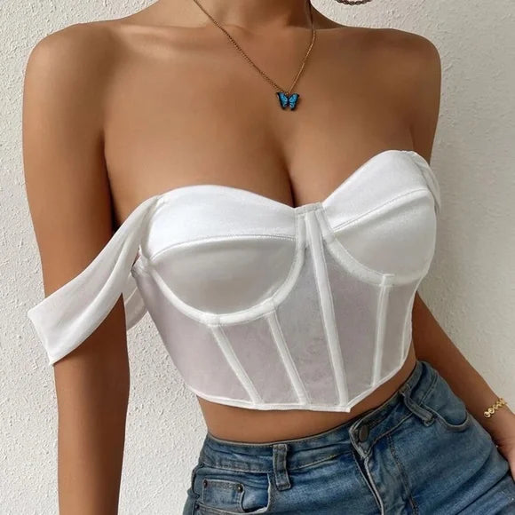 Brooke - Satijnen Corset Cropped Top voor Feestelijke Stijl