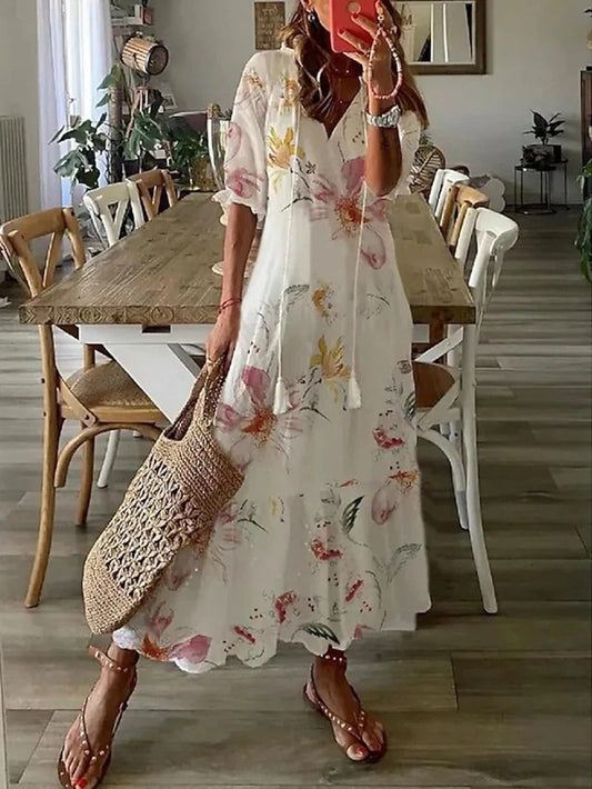 Tayla - Zomerjurk met Bloemenprint voor Dames Strandkleding